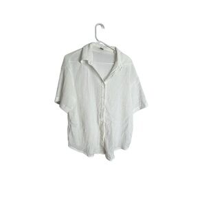 SHEIN Women's Casual White Button Down Shirt